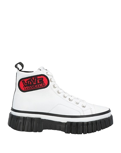 LOVE MOSCHINO Sneakers White Soft Leather, Textile fibres