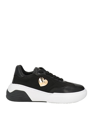 LOVE MOSCHINO Sneakers Black Calfskin, Textile fibres