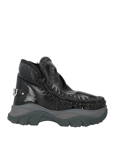 MOU Ankle boot Black Leather, Shearling, Textile fibers