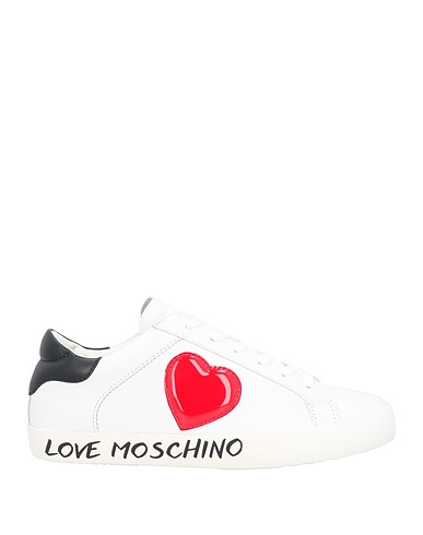 LOVE MOSCHINO Sneakers White Soft Leather, Textile fibers