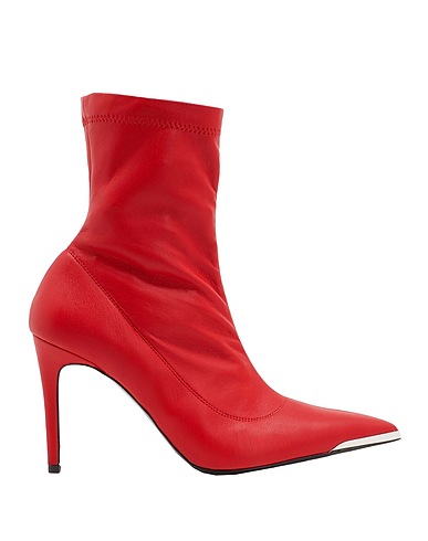 8 by YOOX Ankle boot STRETCH POINTY-DETAIL ANKLE BOOTS
 Red Textile fibers