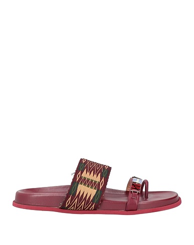 MANILA GRACE Flip flops Burgundy Leather, Textile fibres