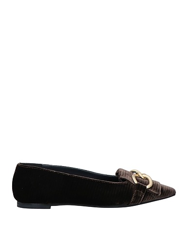 GIULIA NERI Loafers Dark brown Textile fibers