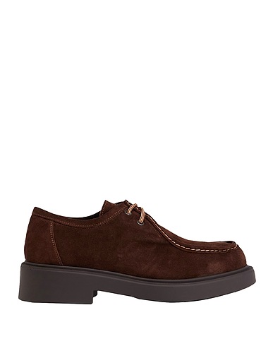 8 by YOOX Laced shoes SPLIT LEATHER WORK SHOES
 Dark brown Leather