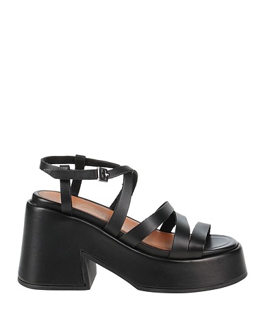 GANNI Sandals Black Soft Leather