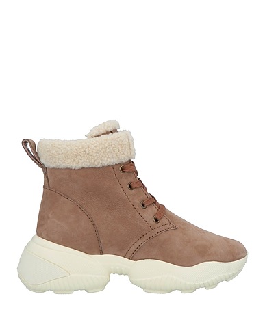 HOGAN Ankle boot Light brown Leather, Textile fibres