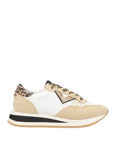 4B12 Sneakers Beige Leather, Textile fibers