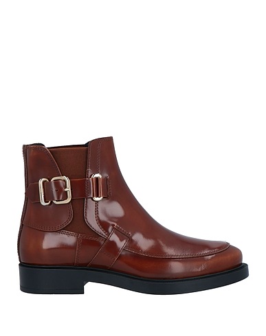 TOD'S Ankle boot Brown Soft Leather, Textile fibers