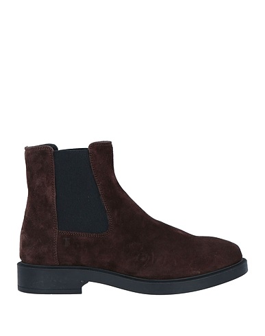 TOD'S Ankle boot Dark brown Soft Leather, Textile fibers