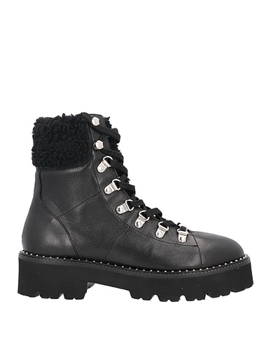 BALDININI Ankle boot Black Calfskin, Textile fibres