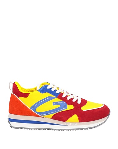 ALBERTO GUARDIANI Sneakers Yellow Leather, Textile fibres