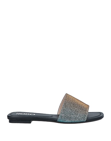 RODO Sandals Silver Soft Leather, Textile fibers