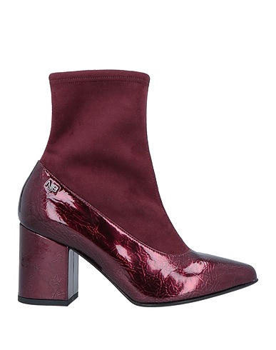 NORMA J.BAKER Ankle boot Burgundy Soft Leather, Textile fibres