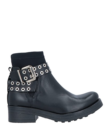 PRIMADONNA Ankle boot Black Leather, Textile fibers