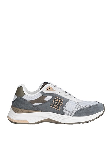 TOMMY HILFIGER Sneakers Grau Leder, Gewebefasern