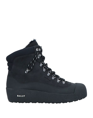 BALLY Ankle boot Black Calfskin, Textile fibres