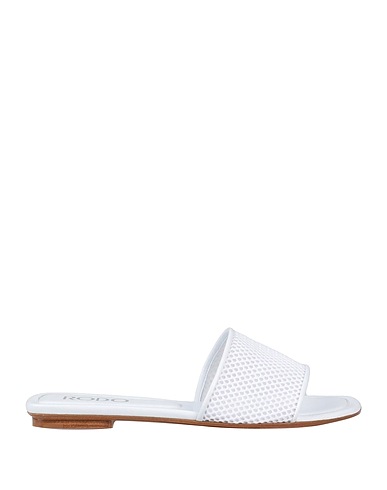RODO Sandals White Soft Leather, Textile fibers