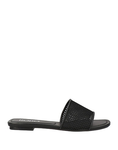 RODO Sandals Black Soft Leather, Textile fibers