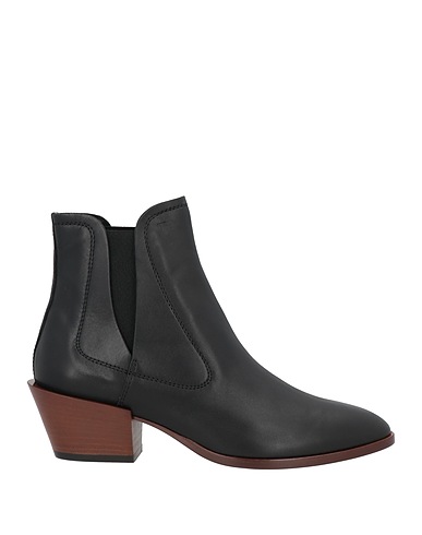 TOD'S Ankle boot Black Soft Leather, Textile fibers