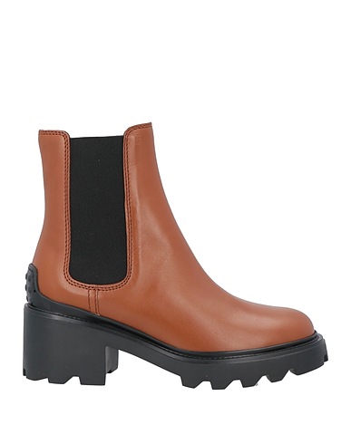 TOD'S Ankle boot Tan Leather, Textile fibers