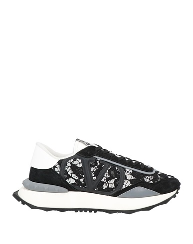 VALENTINO GARAVANI Sneakers Black Leather, Textile fibers