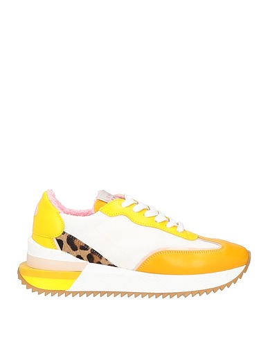 LEMARÉ Sneakers Yellow Textile fibers, Soft Leather