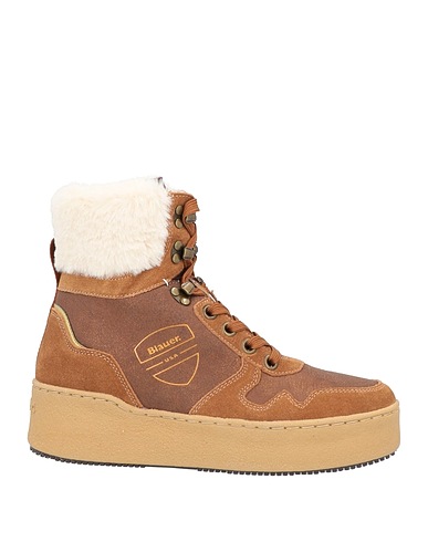 BLAUER. Ankle boot Camel Leather, Textile fibres