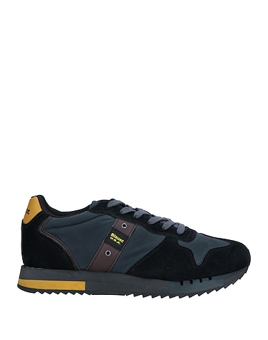 BLAUER. Sneakers Black Leather, Textile fibres