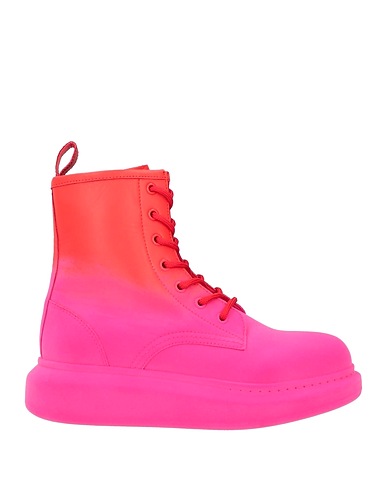 MCQUEEN Stivaletti Fucsia Pelle, Fibre tessili