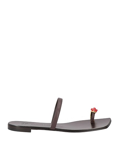 GIUSEPPE ZANOTTI Flip flops Dark brown Soft Leather