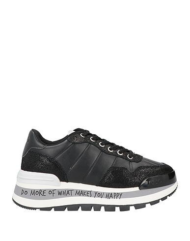 LIU •JO Sneakers Black Soft Leather, Textile fibers