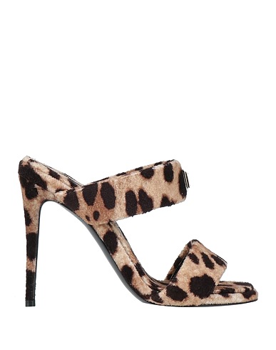DOLCE&GABBANA Sandals Brown Textile fibres, Soft Leather