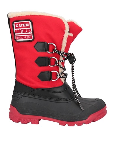 DSQUARED2 Ankle boot Red Textile fibres, Calfskin
