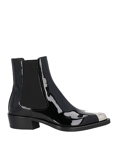 MCQUEEN Ankle boot Black Leather, Metal