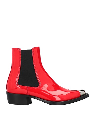 MCQUEEN Ankle boot Red Leather, Metal