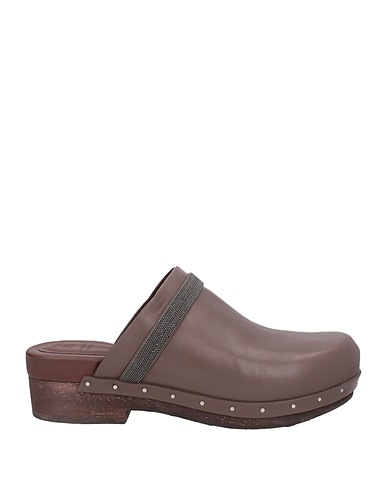 BRUNELLO CUCINELLI Mules and clogs Dark brown Soft Leather