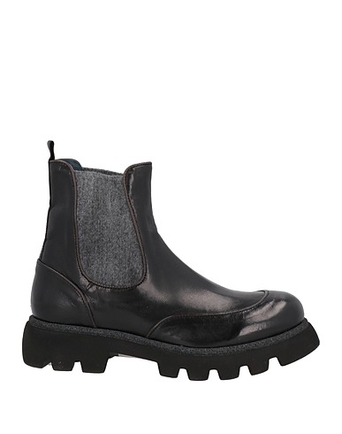 CALPIERRE Ankle boot Black Soft Leather, Textile fibers