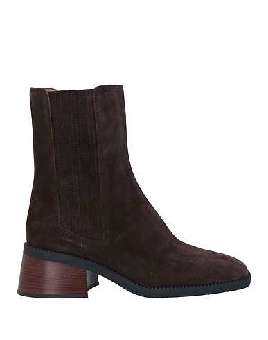 TOD'S Ankle boot Dark brown Leather, Elastic fibres