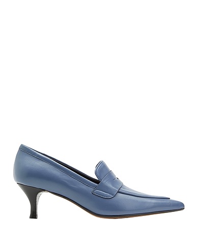 8 by YOOX Loafers LEATHER POINTY-TOE PENNY LOAFER
 Slate blue 100% Ovine leather
