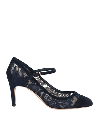 DOLCE&GABBANA Pump Navy 45% Viscose, 25% Cotton, 20% Goat skin, 10% Polyamide