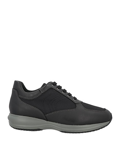 GEOX Sneakers Black Soft Leather, Textile fibres