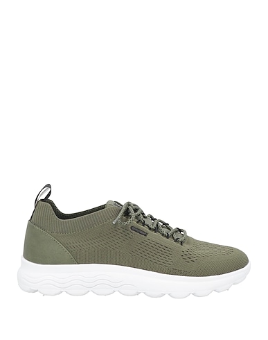 GEOX Sneakers Military green Textile fibers, Rubber