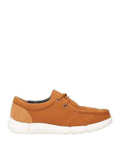 GEOX Laced shoes Camel Textile fibres, Soft Leather