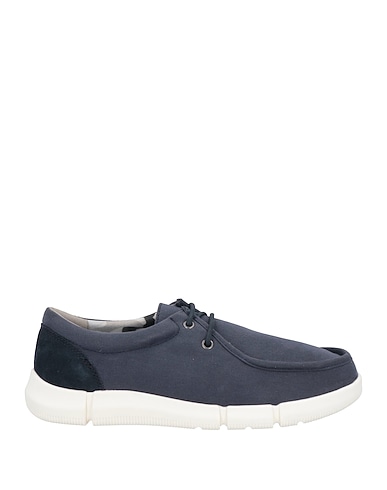 GEOX Laced shoes Midnight blue Textile fibres, Soft Leather