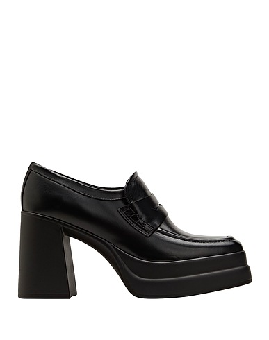 8 by YOOX Loafers LEATHER SQUARE TOE PENNY LOAFER
 Black 100% Calfskin