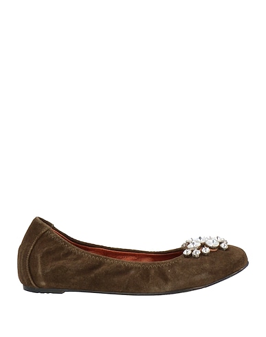 RAS Ballet flats Khaki Soft Leather, Swarovski® Crystal