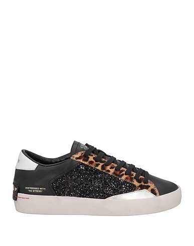 CRIME London Sneakers Black Leather, Textile fibers