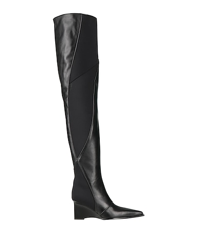 TRUSSARDI Boots Black Soft Leather, Textile fibres