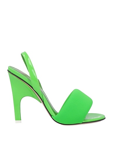 THE ATTICO Sandals Green Textile fibres, Soft Leather