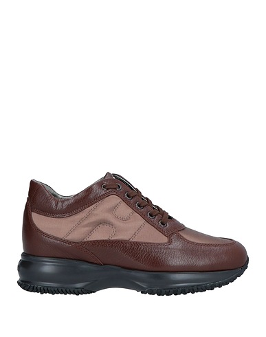 HOGAN Sneakers Brown Soft Leather, Textile fibres